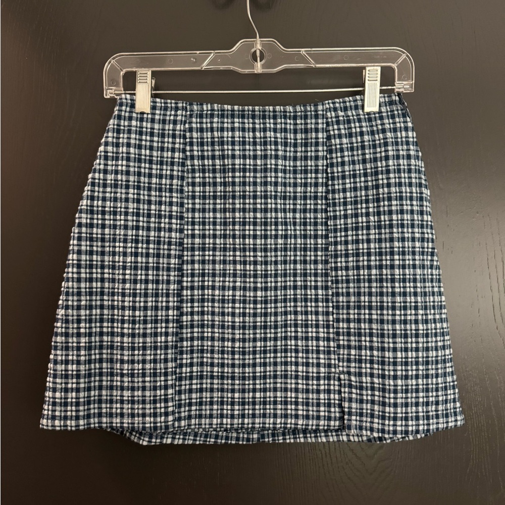 BDG Navy and White Checkered Pencil Skirt